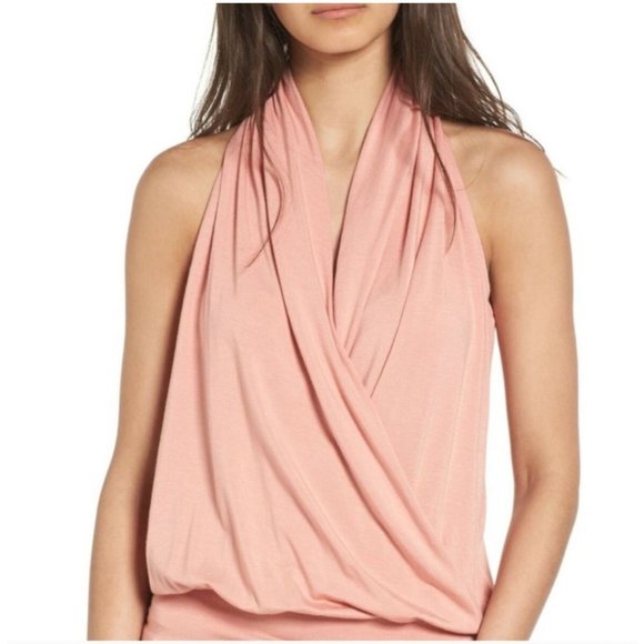 Amour Vert Tops - Amour Vert Agnes Surplice Sleeveless Blouse Pink
